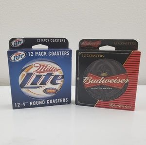 BUDWEISER & MILLER LITE COASTERS